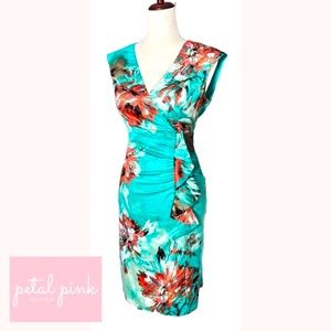 SIZE 8 | DONNA RICCO Silk-Like Abstract Watercolor Sheath Dress